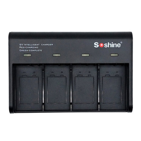 Soshine V4 Smart LCD-scherm 4 slots Lithium-ion LiFePO4 9V oplaadbare batterijoplader