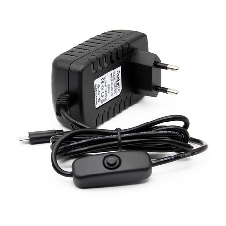Geekworm EU Standard DC 5V 3.0A Power Supply Adapter With Switch For Raspberry Pi